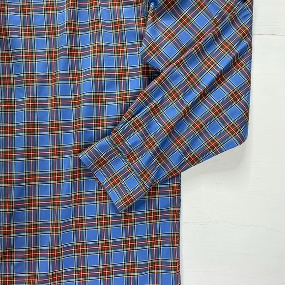 LL Bean Mens Traditional Fit Blue Plaid Button Down Shirt XL - Picture 6 of 9